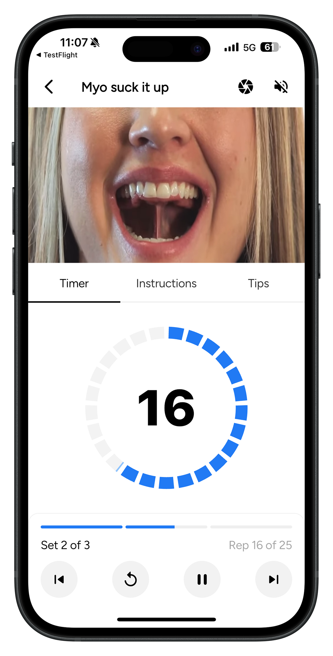 Airway Trainer exercise timer screen